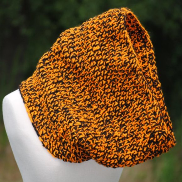 Crochet Black and Orange Extra Wide Cowl/New - Picture 4 of 4